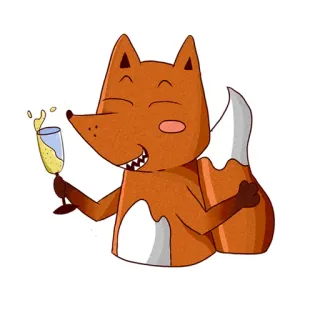 😊 94f0f752 lis, zwierzę, kreskówka, święto, impreza, szampan, toast telegram sticker
