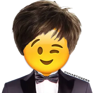 😉 35ab2e7a Emoji, Knipoog, Smoking, Feestkleding, Vlinderdas, Haarstijl telegram sticker