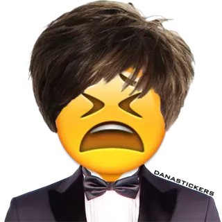 😫 e8825f54 Emoji, Smoking, Frustratie, Teleurstelling, Gezicht, Bruin haar, Vlinderdas, Formele kleding telegram sticker