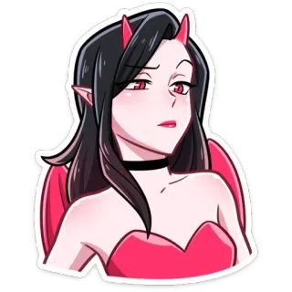 😊 67791931 ác quỷ, quỷ dữ, cô gái, anime, hoạt hình, sừng, dễ thương telegram sticker