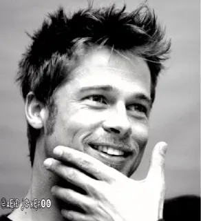 😃 1de9e583 SLED JOKEЯ 00 Brad Pitt, Schauspieler, Promi, Schwarzweiß, männlich, Porträt whatsapp sticker