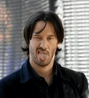 😜 7347bd94 Keanu Reeves Keanu Reeves, lustiges Gesicht, Zunge rausstrecken, Schauspieler, Meme whatsapp sticker