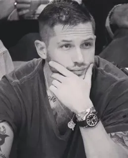 🤔 b4b6e1d0 Tom Hardy Schauspieler, Promi, Porträt, Mann, Schwarzweiß whatsapp sticker
