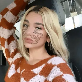 🥂 13c1cf64 mulher, retrato, tatuagem facial, cabelo loiro, celebridade telegram sticker