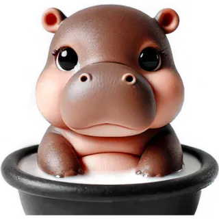 🧼 3b210245 ฮิปโป, สัตว์, น่ารัก, อาบน้ำ, คาวาอิ whatsapp sticker