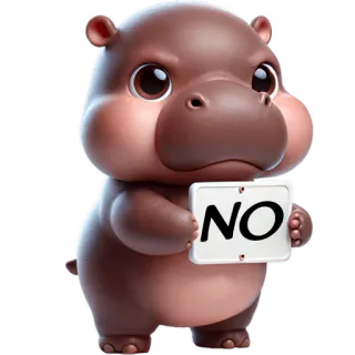 👎 c3129249 NO ฮิปโป, สัตว์, การ์ตูน, ไม่, การปฏิเสธ, น่ารัก whatsapp sticker