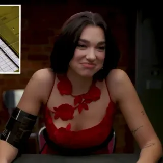 🖇 42fc42a3 Dua Lipa penyanyi, selebriti, wanita, gaun merah, potret telegram sticker