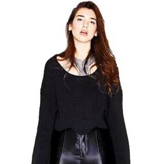 😔 5309423e femme, portrait, brune, pull, mode, mannequin telegram sticker