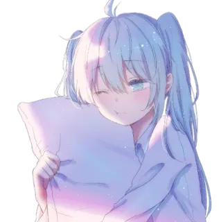 💤 21b57cc6 애니메이션, 소녀, 카와이, 베개, 귀여운 telegram sticker