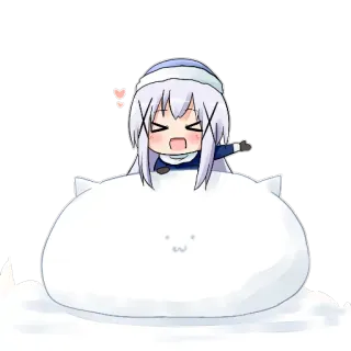 😆 2c92d16a 애니메이션, 치비, 눈, 겨울, 귀여운, 카와이, 소녀, 눈덩이 telegram sticker