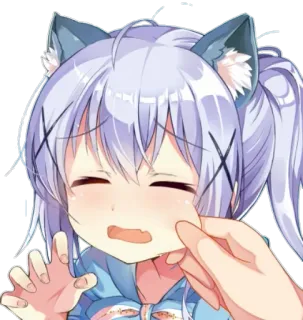 😣 37a295d3 애니메이션, 고양이귀, 귀여운, 여자, 스티커 telegram sticker