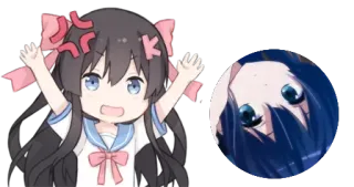 💢 868353d4 애니메이션, 소녀, 화난, 귀여운, 만화, 캐릭터 telegram sticker