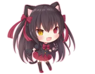 😉 c117ed41 애니메이션, 고양이 소녀, 치비, 귀여운, 카와이, 만화, 미술, 만화 telegram sticker