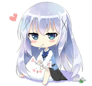 😍 d20bb7a7 애니메이션, 치비, 귀여운, 카와이, 고양이, 하트, 소녀 telegram sticker