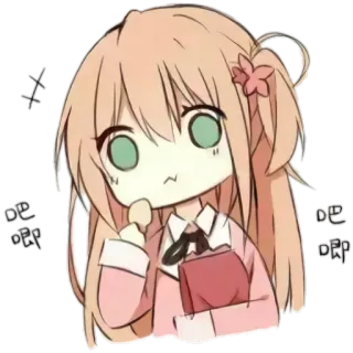 😐 f6800c9a 哗哗哗 애니메이션, 치비, 귀여운, 만화, 소녀, 카와이 telegram sticker