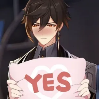 😳 4750a6c5 Zhongli Genshin Impact YES 动漫, 电子游戏, 原神, 钟离, 是, 枕头 telegram sticker