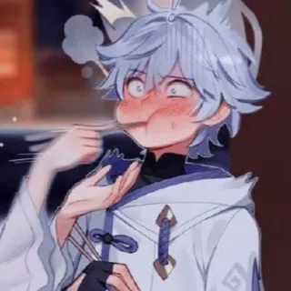 😳 4bebf901 Chongyun Genshin Impact 动漫, 游戏, 重云, 原神, 角色, 卡通, 吃东西 telegram sticker