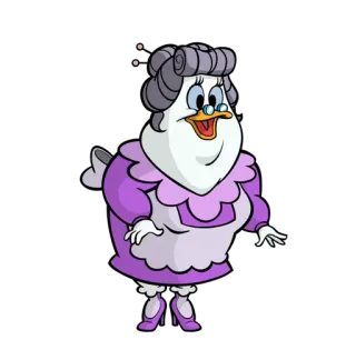 👵 81fdde57 만화, 오리, 할머니, 보라색, 드레스, 안경 telegram sticker