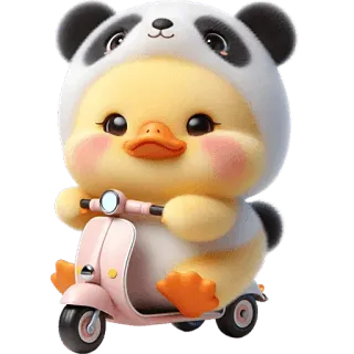 🛵 937ca497 Ente, Roller, süß, kawaii, Tier, Panda, Cartoon telegram sticker