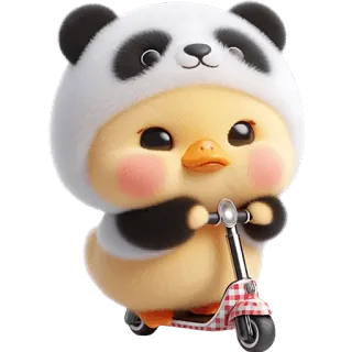🛴 dc51c523 Cartoon, Niedlich, Panda, Tier, Küken, Roller telegram sticker