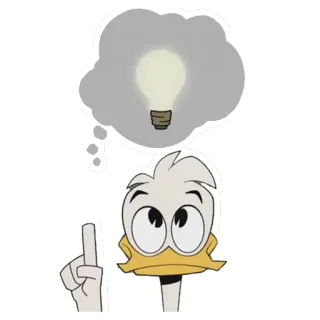 ☝ 366c0dff Scrooge McDuck DuckTales Sknerus McKwacz, Kacze Opowieści, myślenie, żarówka, pomysł telegram sticker