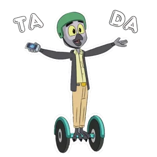 🙌 a86cee88 TA DA Kreskówka, Ptak, Hulajnoga, Kask, Śmieszne, Tada telegram sticker