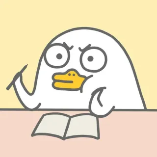 🐣 14152a45 vịt, hoạt hình, hình vẽ, động vật, tức giận, học tập, viết telegram sticker