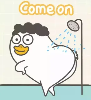 🐣 3a2b77e4 Come on vịt, vòi sen, phòng tắm, phim hoạt hình, nước, thôi nào telegram sticker