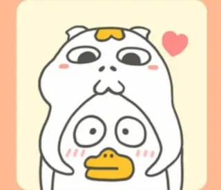 🐣 f5e4b3c1 vịt, động vật, dễ thương, hoạt hình, tình yêu, trái tim, nhân vật, kawaii telegram sticker