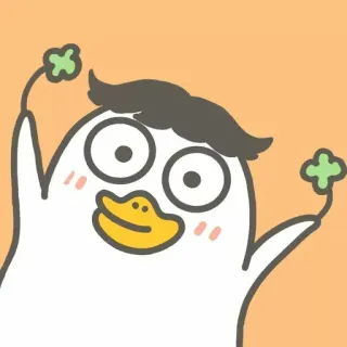 🐥 26400247 vịt, hoạt hình, dễ thương, cỏ ba lá, may mắn, động vật telegram sticker