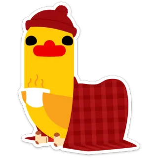 ❄ 711d60a4 duck, winter, warm, cozy, hat, blanket, cute, animal, bird telegram sticker