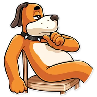 🤔 32506a44 狗, 卡通, 懒惰, 无聊, 坐着, 放松 telegram sticker