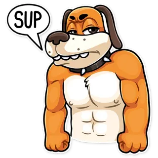 👋 8955d858 SUP 狗, 卡通, 问候, 肌肉发达, 动物, 嗨 telegram sticker