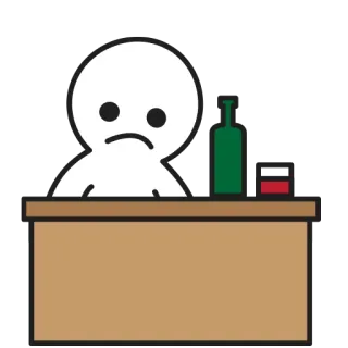 😞 d54cfa4b 悲伤, 孤独, 酒精, 喝酒, 瓶子, 卡通 telegram sticker