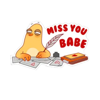 ❤ 583a5b34 MISS YOU BABE 会いたい, 愛, 漫画, 挨拶, 愛情, ハート telegram sticker