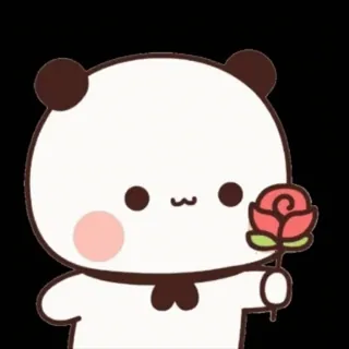 🌹 a75ed524 Panda, Fleur, Mignon, Animal, Dessin animé whatsapp sticker
