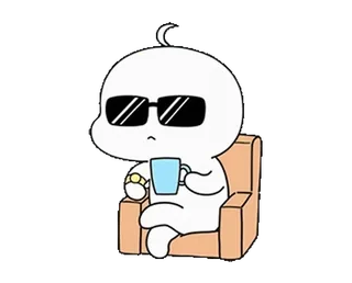 ☕️ 0939ca00 漫画, キャラクター, かっこいい, サングラス, リラックス, 座る, お茶 whatsapp sticker