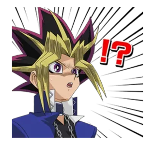 😨 5678ae39 Yugi Mutou Yu-Gi-Oh! !? ยูกิ, อนิเมะ, คำถาม, อัศเจรีย์ telegram sticker