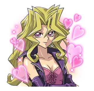 🥰 dc8de79d Mai Valentine Yu-Gi-Oh! ไม วาเลนไทน์, ยูกิโอ, อนิเมะ, หัวใจ, ผมบลอนด์, ตัวละคร telegram sticker