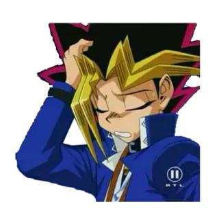 😢 eee790b4 Yugi Mutou Yu-Gi-Oh! อนิเมะ, การ์ตูน, Yu-Gi-Oh, ยูกิ, ตัวละคร, สับสน telegram sticker