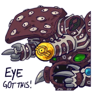 👍 93803463 EYE GOT THIS! oko, potwór, wytrzeszczone oczy, śmieszne, stworzenie, sztuka telegram sticker