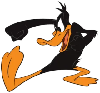 🤛 cca49792 Daffy Duck Kaczor Daffy, kreskówka, Looney Tunes, śmieszne, kaczka, postać, zły telegram sticker