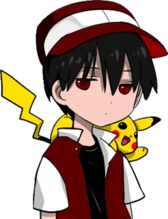 😶 18fb61ba Red pokemon, rood, pikachu, anime, spel, cartoon telegram sticker