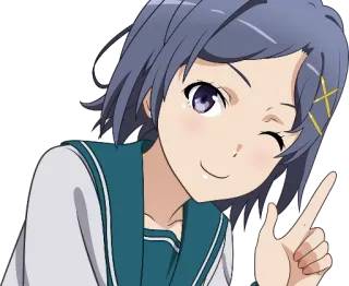 😉 77f0a346 Anime, Meisje, Knipoog, Schattig, Schooluniform telegram sticker