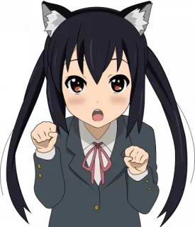 😻 bf6367b5 Azusa Nakano K-On! Anime, Kattenoren, Kawaii, Schattig, Manga, Azusa Nakano telegram sticker