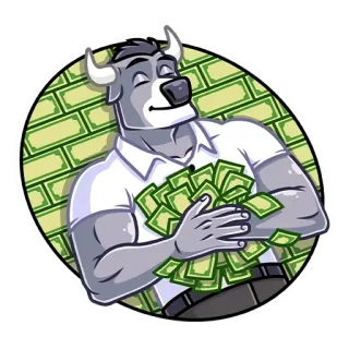 ☺️ 10e758cf bull, money, cash, finance, success, wealth, cartoon telegram sticker