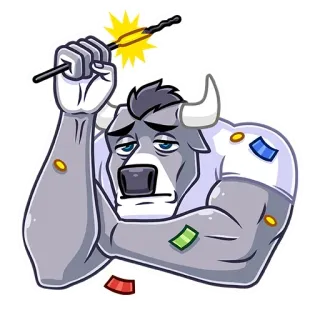 ☹️ daf3dbb6 cartoon bull, sparkler, celebration, sticker, party, festive telegram sticker
