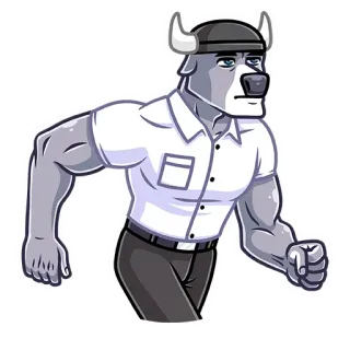 🏃‍♀️ fd4b1021 cartoon, anthropomorphic, animal, ox, character, muscular telegram sticker