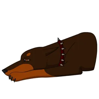 😒 49af55f8 cão, doberman, animal, animal de estimação, descansando, coleira, cão de guarda telegram sticker