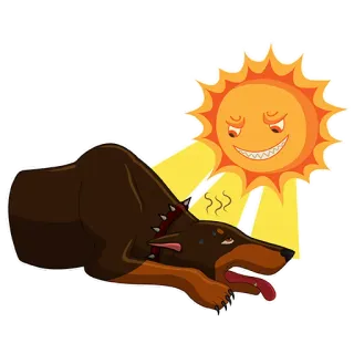 🌞 fdb1e201 cão, sol, quente, insolação, exaustão, animal, desenho animado telegram sticker